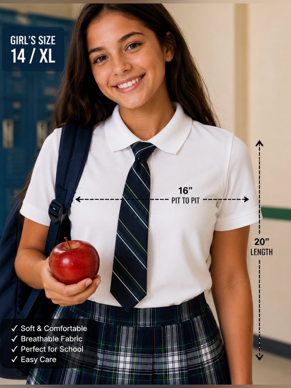 Qty. 10 - Girls’ Uniform Shirts - Size 14 / XL (NWT)